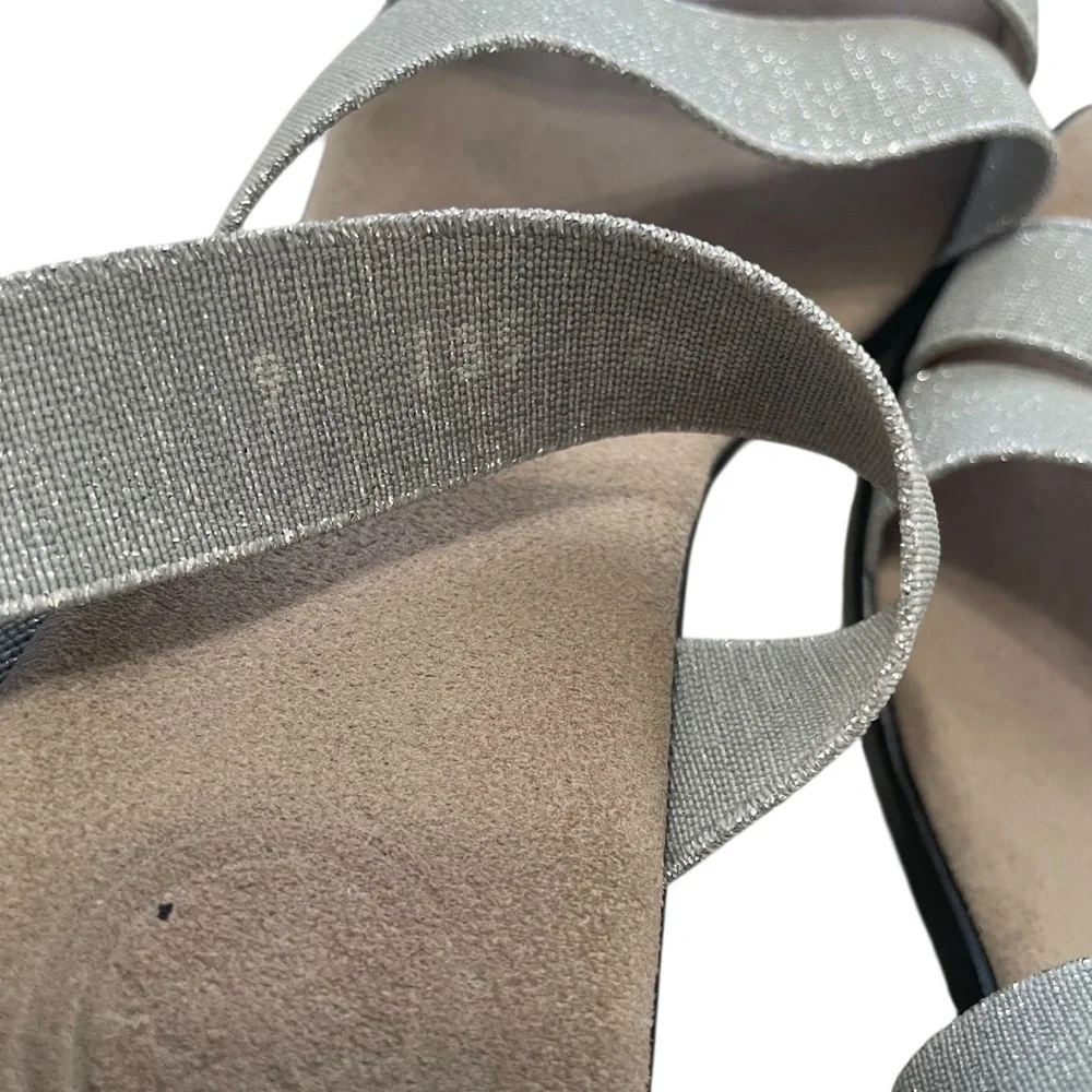 Charleston Shoe Co Jac Strappy Heel Sandal Silver Comfort Shoes Size 9 - Picture 8 of 9